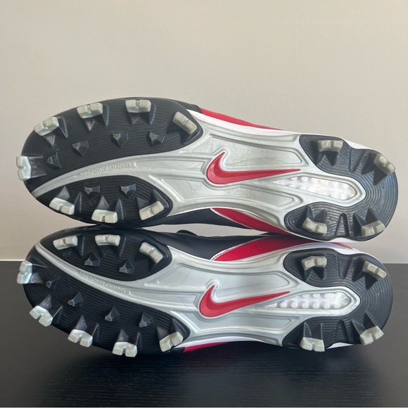 Nike Mens 11.5 Power Channel Cleats Football Black Red White 2008 - Picture 12 of 14